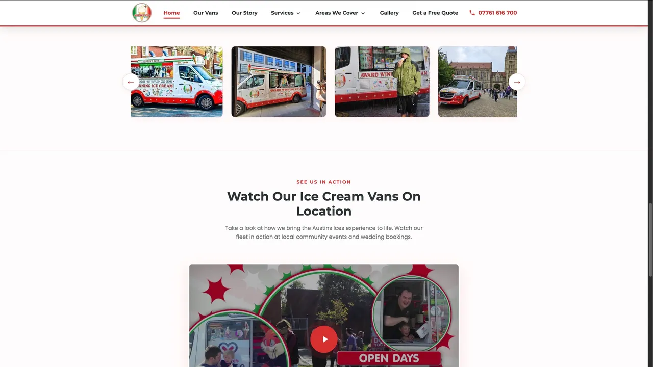 Galleria di foto degli eventi e video promozionale dei furgoni in azione