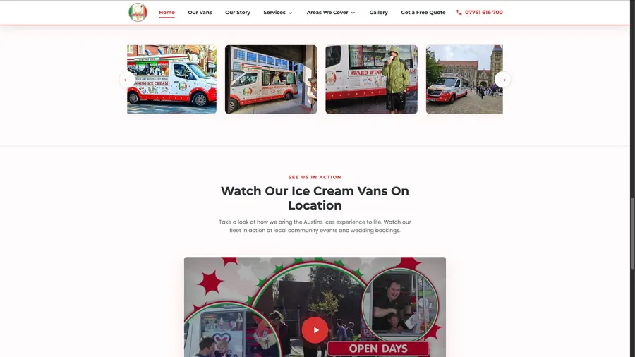 Galleria di foto degli eventi e video promozionale dei furgoni in azione