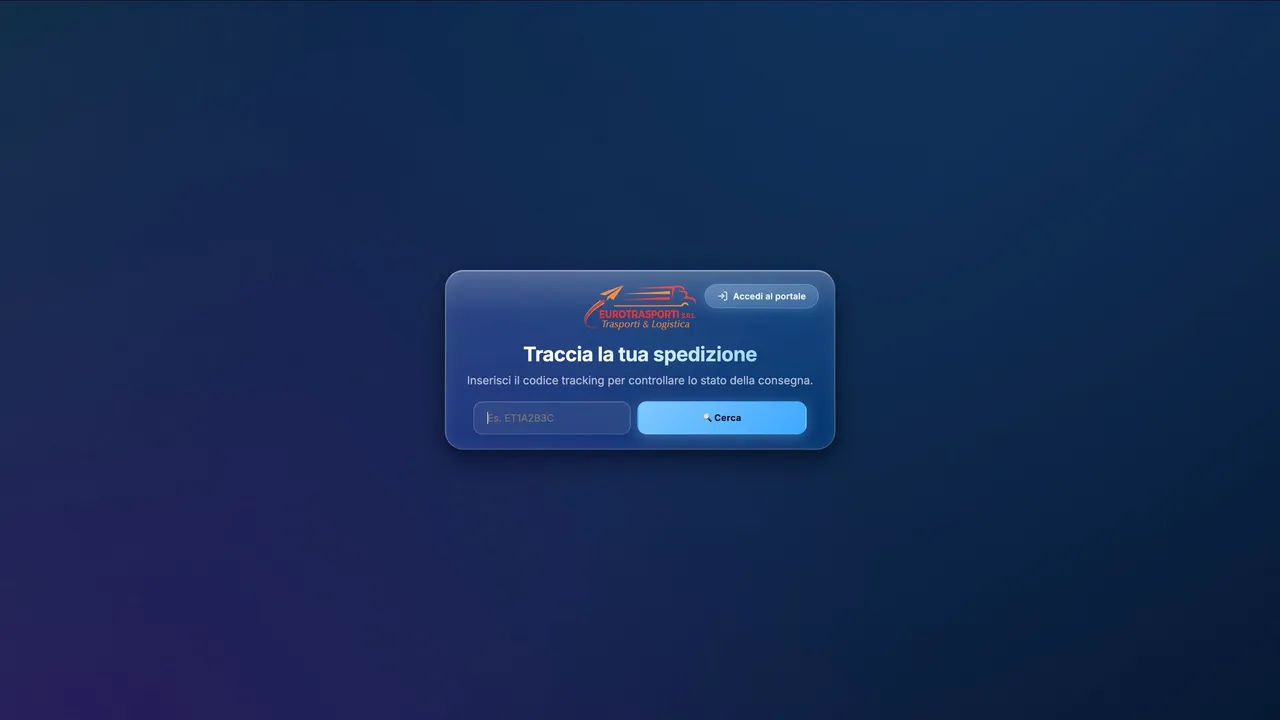 Pagina pubblica per tracciare una spedizione inserendo il codice tracking