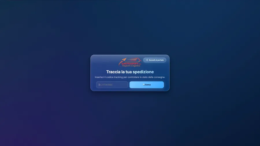 Pagina pubblica per tracciare una spedizione inserendo il codice tracking